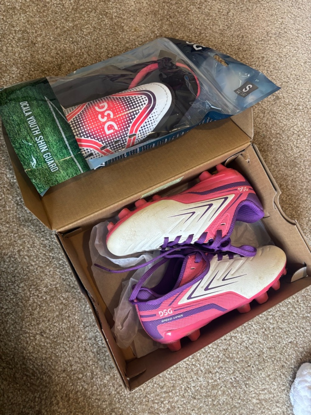 DSG Kids Soccer Cleats with Shin Guards